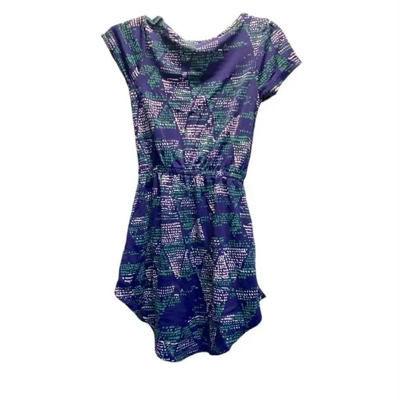 LuLaRoe blue/teal/white geometric print mae dress, size 2 (2-4) - Picture 2 of 7